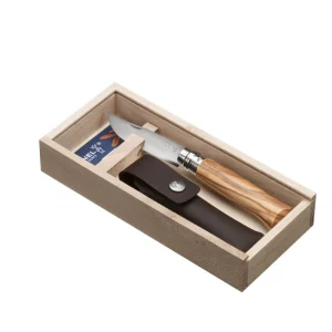 Plumier N°08 Inox olivier + étui Couteau Opinel