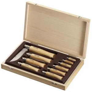 *Coffret collection bois 10 couteaux Opinel Inox